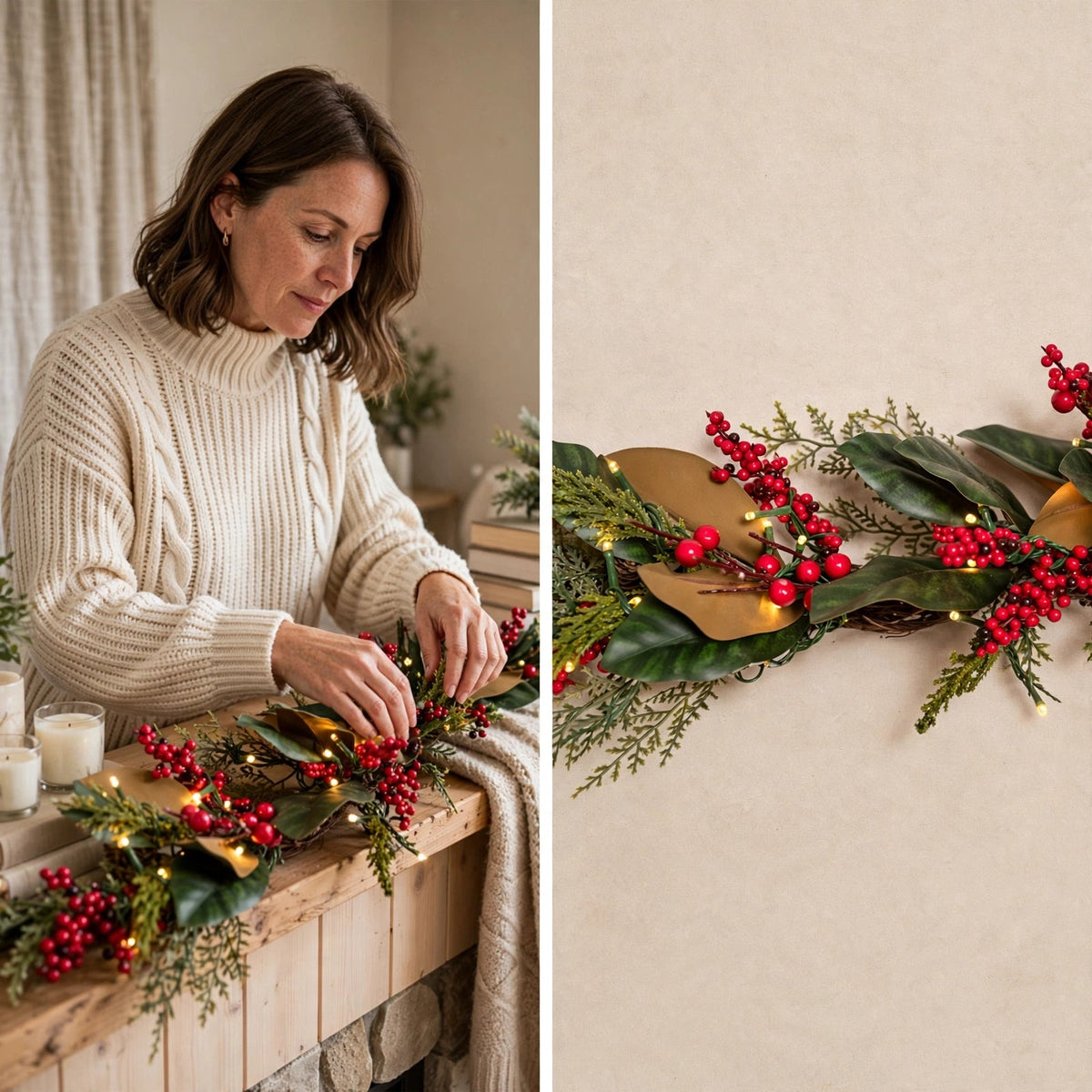 Kerstslinger met Rode Bessen en Groen – Sfeervolle Kerstdecoratie