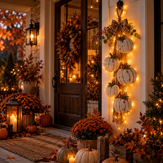 Lichtgevende Pompoenkrans – Breng Warme Herfstsfeer in Huis