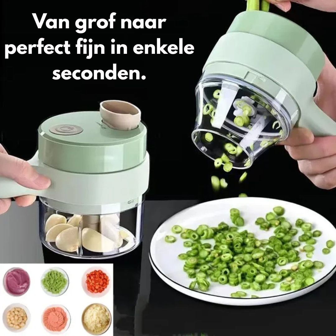 Draagbare Elektrische 3-in-1 Groentehakker – Hak, Snijd & Maal