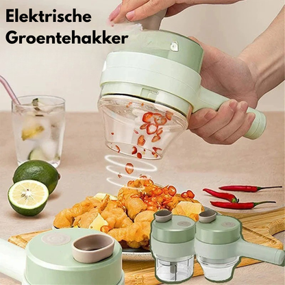 Draagbare Elektrische 3-in-1 Groentehakker – Hak, Snijd & Maal