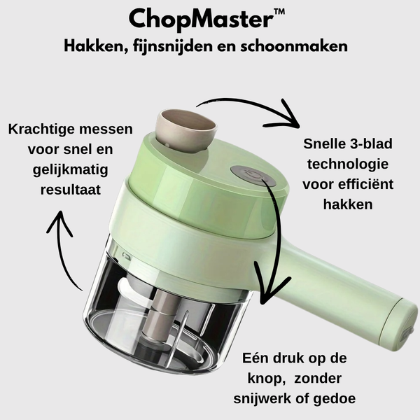 ChopMaster™ Draagbare Elektrische 3-in-1 Groentehakker, Snijder & Molen