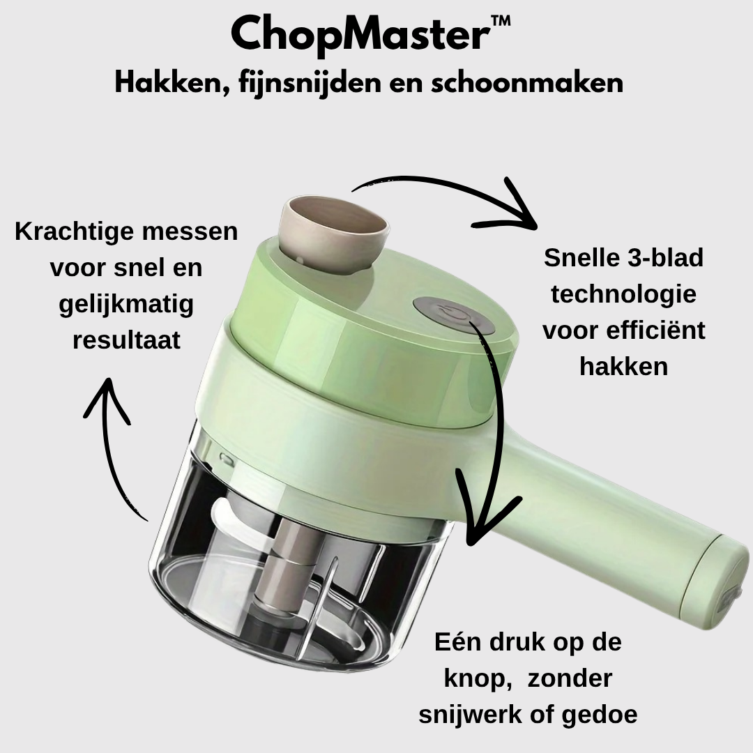 Draagbare Elektrische 3-in-1 Groentehakker – Hak, Snijd & Maal
