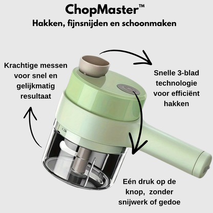 Draagbare Elektrische 3-in-1 Groentehakker – Hak, Snijd & Maal