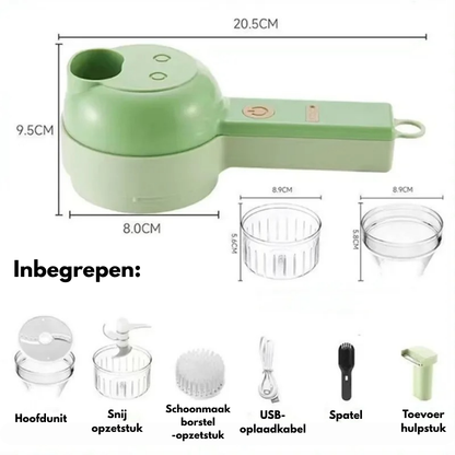 Draagbare Elektrische 3-in-1 Groentehakker – Hak, Snijd & Maal