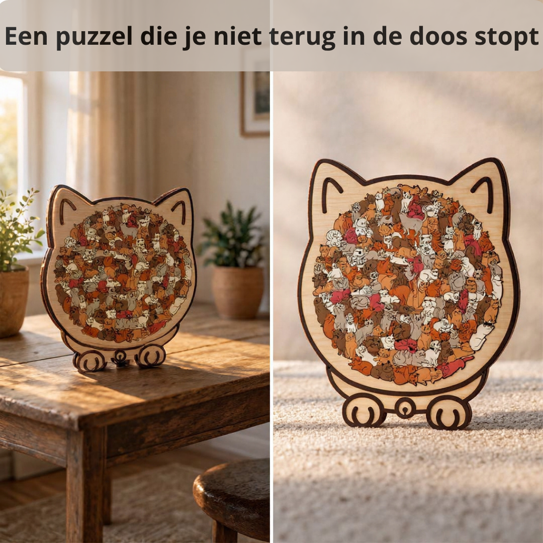 Ontspannende Kattenpuzzel – 135 Unieke Stukjes in Zachte Kleuren