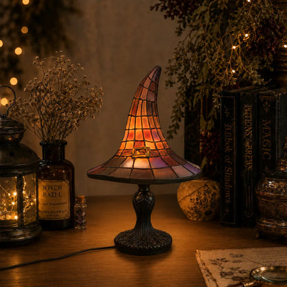 Glas-in-Lood Heksenhoed Lamp – Betoverende Sfeerverlichting