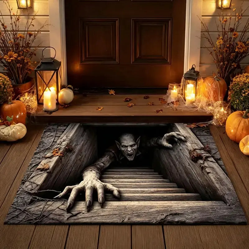 3D Halloween Deurmat – Griezelige Optische Illusie met Antislip