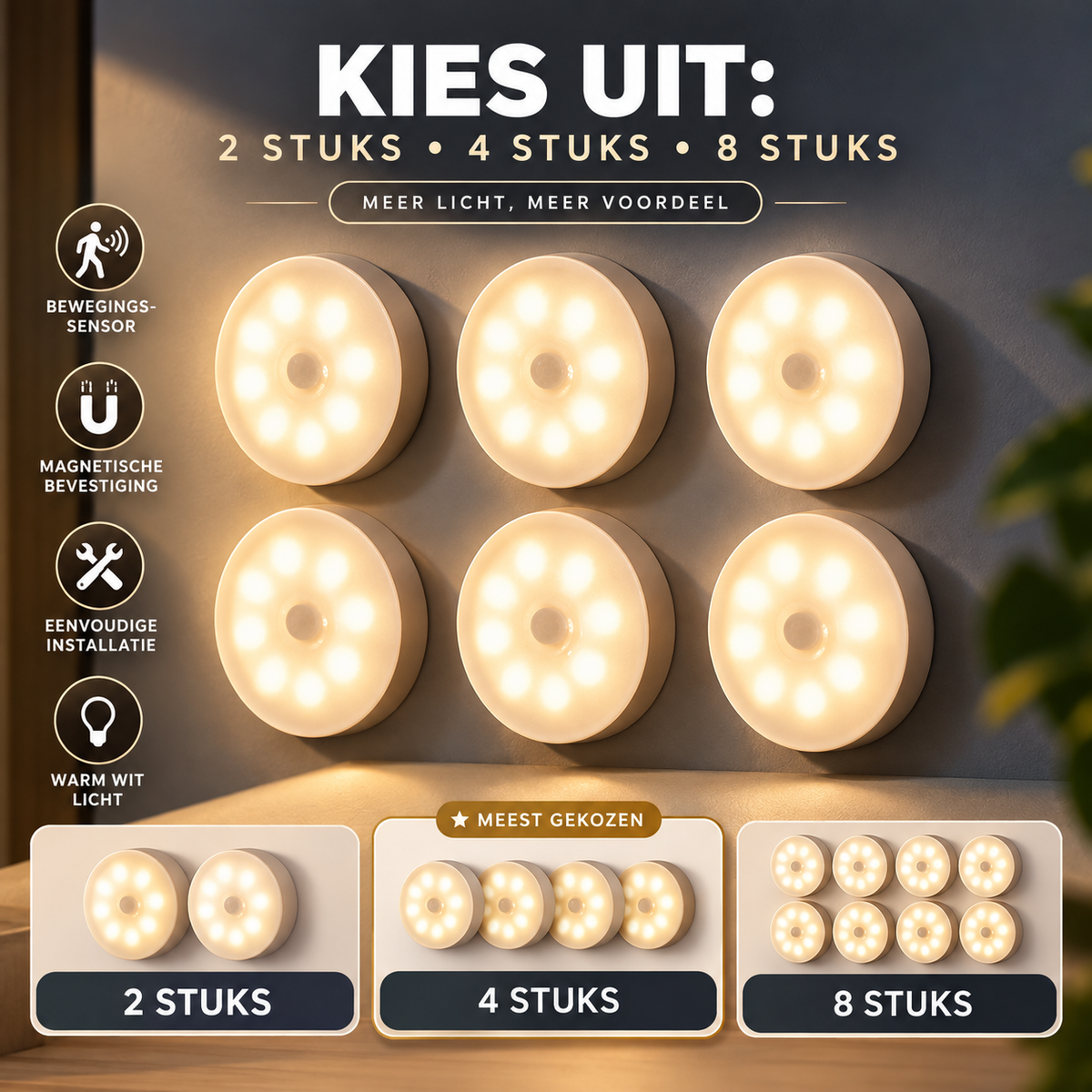 LED Bewegingssensor Lamp – Draadloos & Oplaadbaar