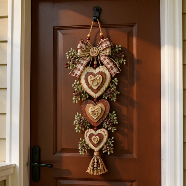 Vintage Farmhouse Hartenhanger – Gelaagde Hartendecoratie