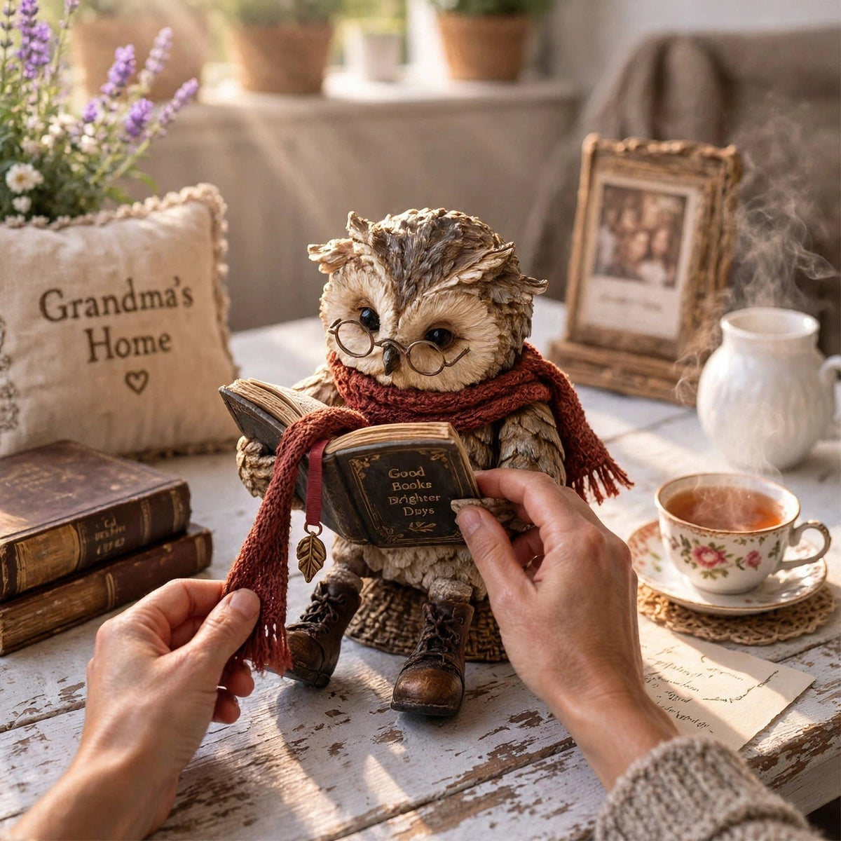 Uil met Boek Beeldje – Sfeervolle Decoratie voor je Leeshoek