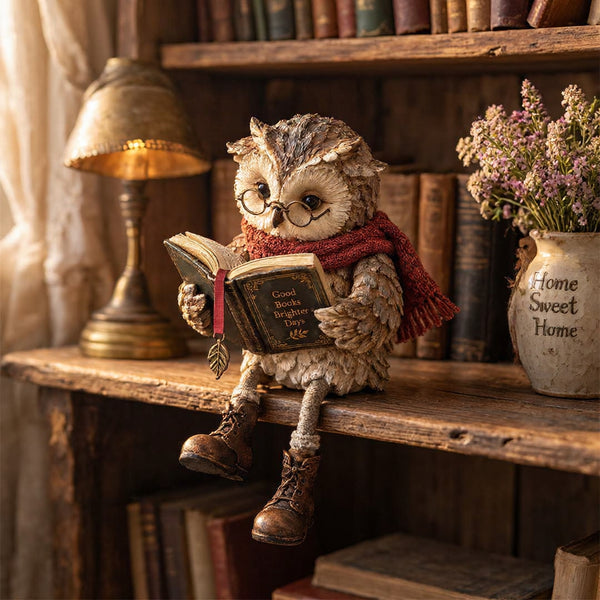Uil met Boek Beeldje – Sfeervolle Decoratie voor je Leeshoek