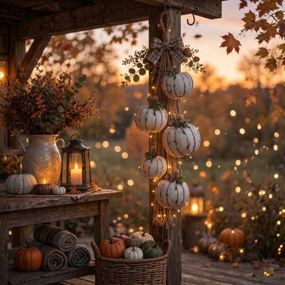 Lichtgevende Pompoenkrans – Breng Warme Herfstsfeer in Huis