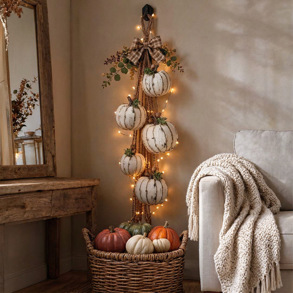 Lichtgevende Pompoenkrans – Breng Warme Herfstsfeer in Huis