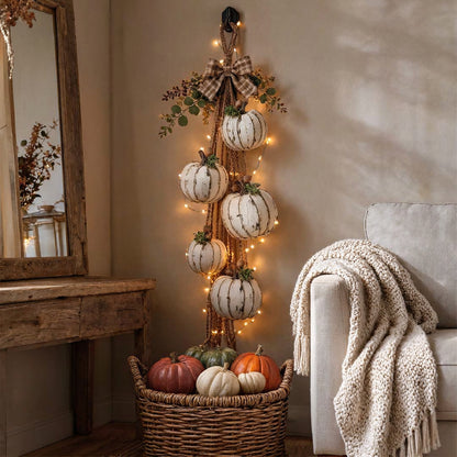 Lichtgevende Pompoenkrans – Breng Warme Herfstsfeer in Huis