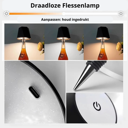Draadloze Flessenlamp – Sfeervolle Verlichting voor Tafel & Terras