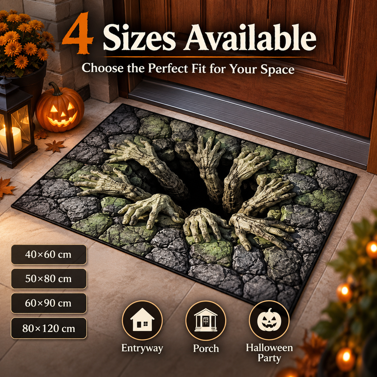 3D Halloween Deurmat – Griezelige Optische Illusie met Antislip