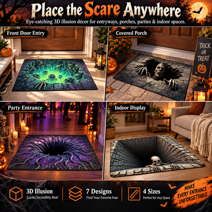3D Halloween Deurmat – Griezelige Optische Illusie met Antislip