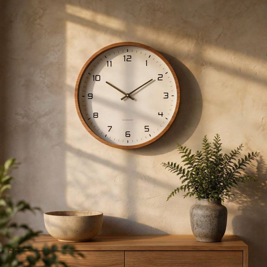 Houten Wandklok 25CM – Met Stil Uurwerk voor een Rustige Ruimte