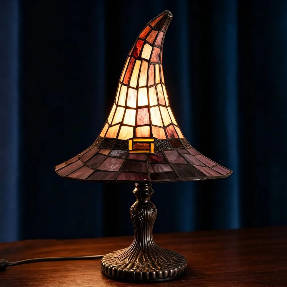 Glas-in-Lood Heksenhoed Lamp – Betoverende Sfeerverlichting