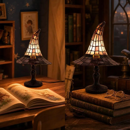 Glas-in-Lood Heksenhoed Lamp – Betoverende Sfeerverlichting