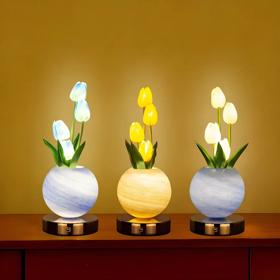 LED Tulp Nachtlampje – 3 Lichtkleuren & Dimbare Sfeerverlichting