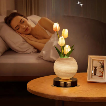 LED Tulp Nachtlampje – 3 Lichtkleuren & Dimbare Sfeerverlichting