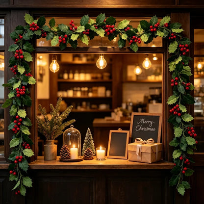 Kerstslinger met Rode Bessen en Groen – Sfeervolle Kerstdecoratie