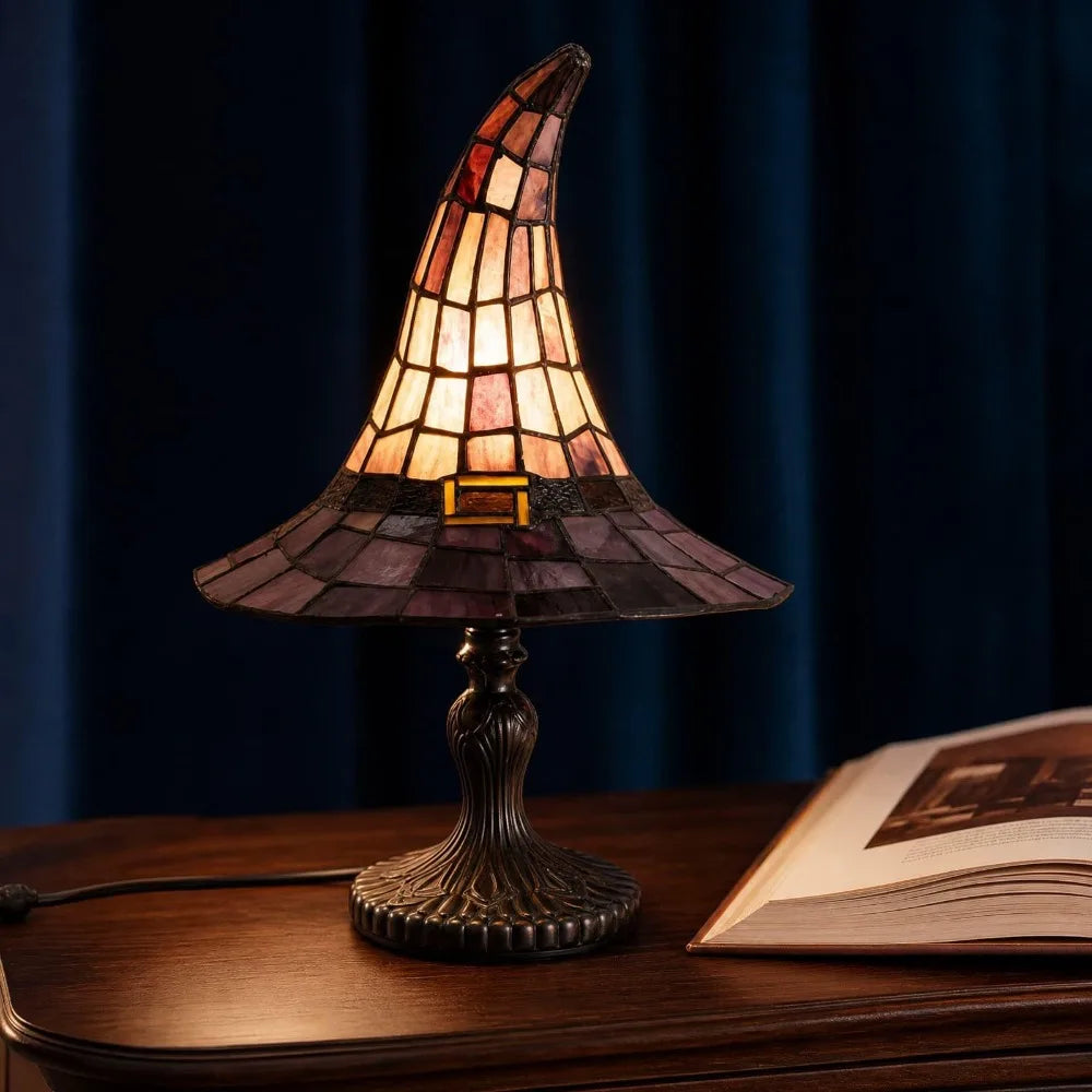 Glas-in-Lood Heksenhoed Lamp – Betoverende Sfeerverlichting
