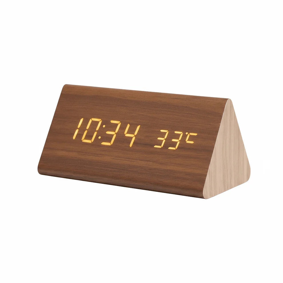 Houten LED Wekker – Digitale Wekker met 3 Alarmen en Helder Display