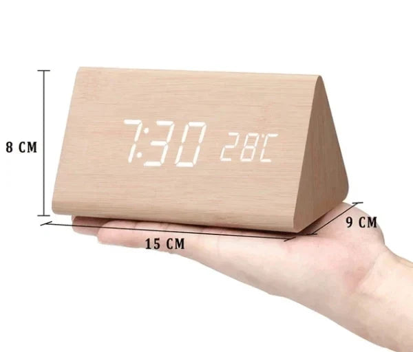 Houten LED Wekker – Digitale Wekker met 3 Alarmen en Helder Display