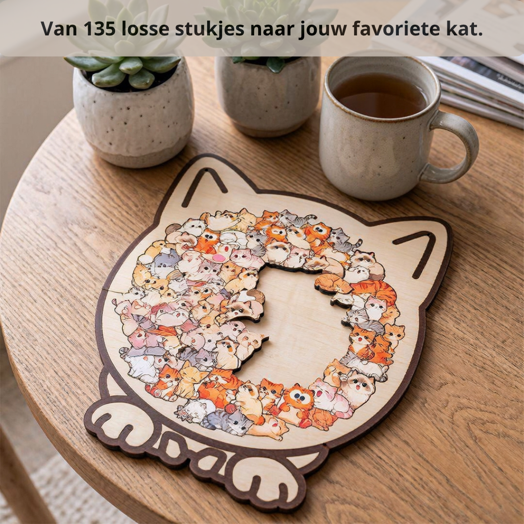 Ontspannende Kattenpuzzel – 135 Unieke Stukjes in Zachte Kleuren