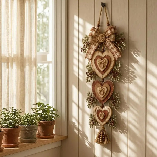 Vintage Farmhouse Hartenhanger – Gelaagde Hartendecoratie