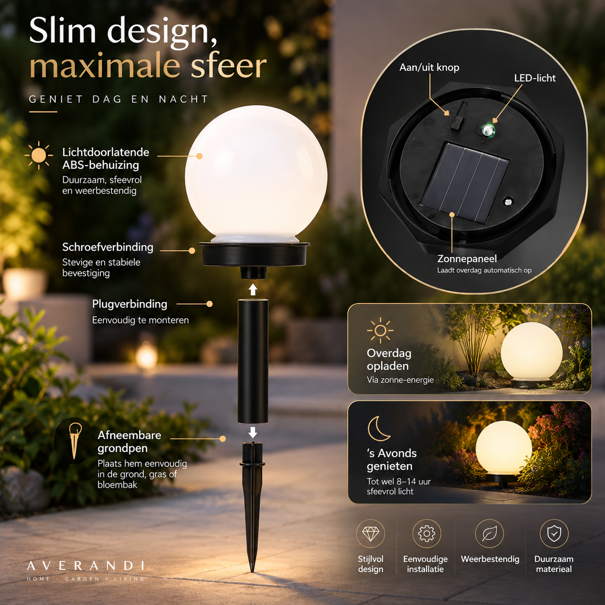 Solar Glow Ball – Sfeervolle LED-Lichtbol voor Binnen & Buiten